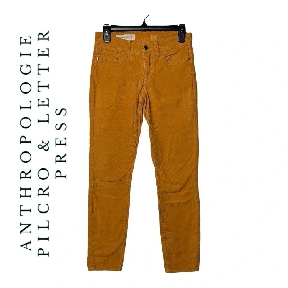 1562. ANTHROPOLOGIE PILCRO & LETTER PRESS CORDUROY STET JEANS SIZE 25 MUSTARD